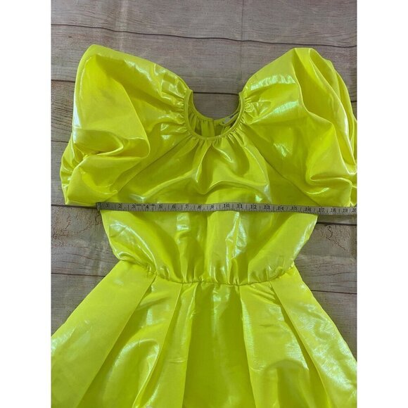 Christopher John Rogers Women's Flourescent yellow Puff Sleeve Dress - XS - Picture 9 of 14